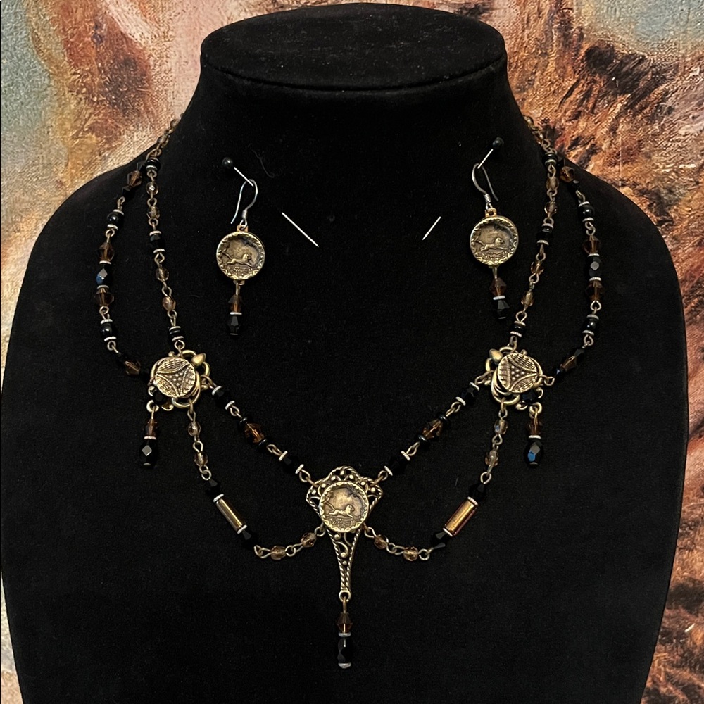 Vintage Victorian Festoon Style Necklace Earring Set